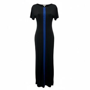 NEW L.A.M.B. Gwen Stefani Silk Knit Maxi Dress Black Colbalt XS Women Slinky